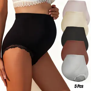 5PCS Full Panel Maternity Underwear Breathable Support for Every Trimester Comfort High Waist Pregnancy Panties Easy to Move Easy to Sleep Size S-L
