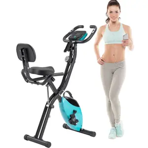 Direct Wicker UBS-MS187237FAA Foldable Stationary Exercise Bike - Foldable Workout Equipment, Home Gym Machine with 16-Level Adjustable Resistance, Arm Bands, Backrest (Upright & Recumbent X-Bike)
