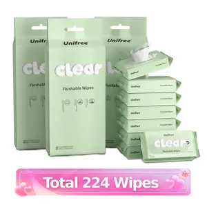 Unifree Flushable Wipes Set, XL Wet Butt Wipes Pack , Gentle Clean, Septic and Sewer Safe, Travel & Portable, Home Essentials, Toilet