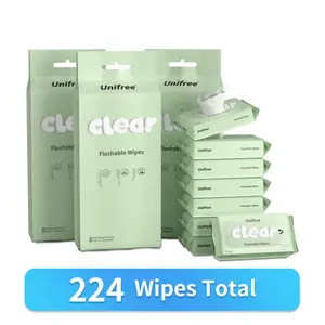 [N] Unifree Flushable Wipes Set, Wet Butt Wipes, Gentle Clean, Septic and Sewer Safe, Travel & Portable, Home Essentials, Toilet Tissue, Toilet Napkin, Mini Pack, memorial day