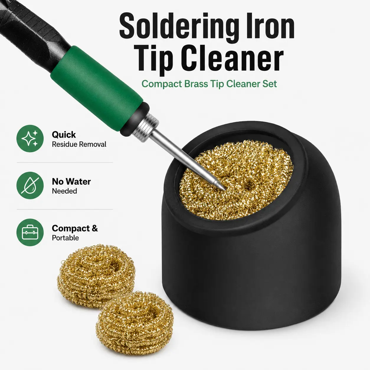 Kaisi Soldering Iron Tip Cleaner,Non-slip Silicone Holder Solder Brass Tip Cleaner Kit for Cleaning Soldering Stations,Soldering Irons Tips,With 3 solder sponge Brass Cleanr Balls