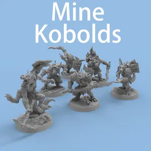 6 Pcs DND Mine Kobolds Miniature Paintable 3D Printed Models Collectible Figurines for Collectors for TRPG Tabletop Game Accessories