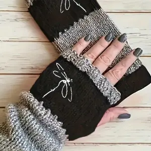 Women's Soft Knitted Gloves, Warm & Stretchy Design, Perfect for Winter Outdoor Activities, Fashionable Cold Weather Accessories