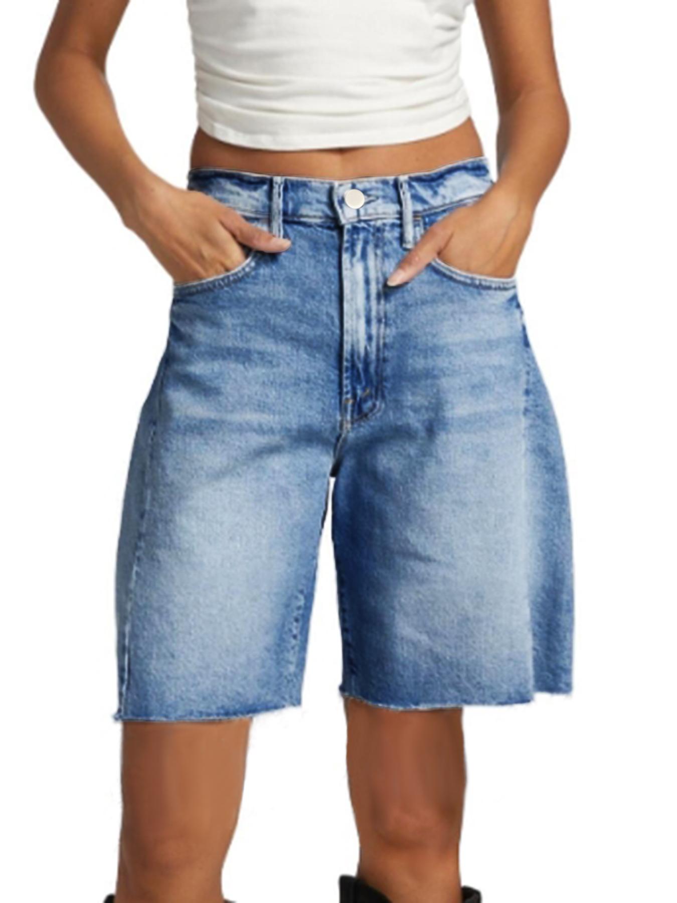 Aswulk Women's Jorts Baggy High Waisted Jean Shorts Ripped Denim Bermuda Shorts Y2K Shorts