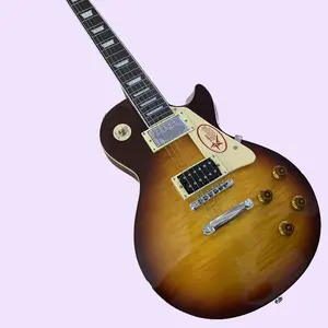 Les Paul Guitar brown 22 frets flame maple top 6 strings Mahogany body with Rosewood fingerboard Chrome-plated hardware