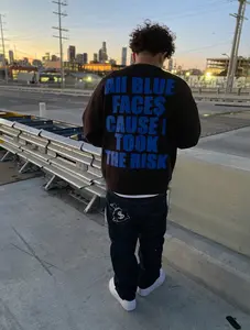 ALL BLUE FACE$ CREWNECK SWEATER