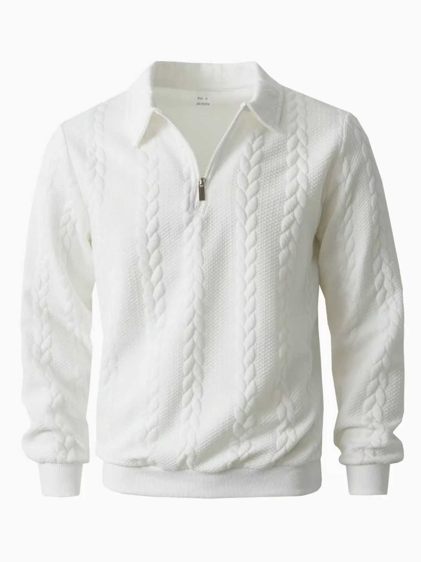 Men's Fashion Lapel Half-Zip Knit Sweater, Cable Knit Texture, Semi-Open Design, Soft Fabric, Casual & Business Wear, Fall Winter