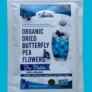 Organic Blue Matcha 100G Bag - Non GMO - Caffeine Free - Vegan
