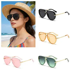2026 New Retro Big Frame Pilot Sunglasses UV400 Protection 7 Vibrant Colors for Women & Men Comfortable Fit Stylish Appearance Ideal for Outdoor Driving & Vacation