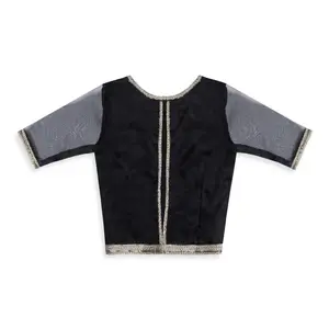 Golden MistX Organza Blouse: Elegant Golden Lace & Silk Lining