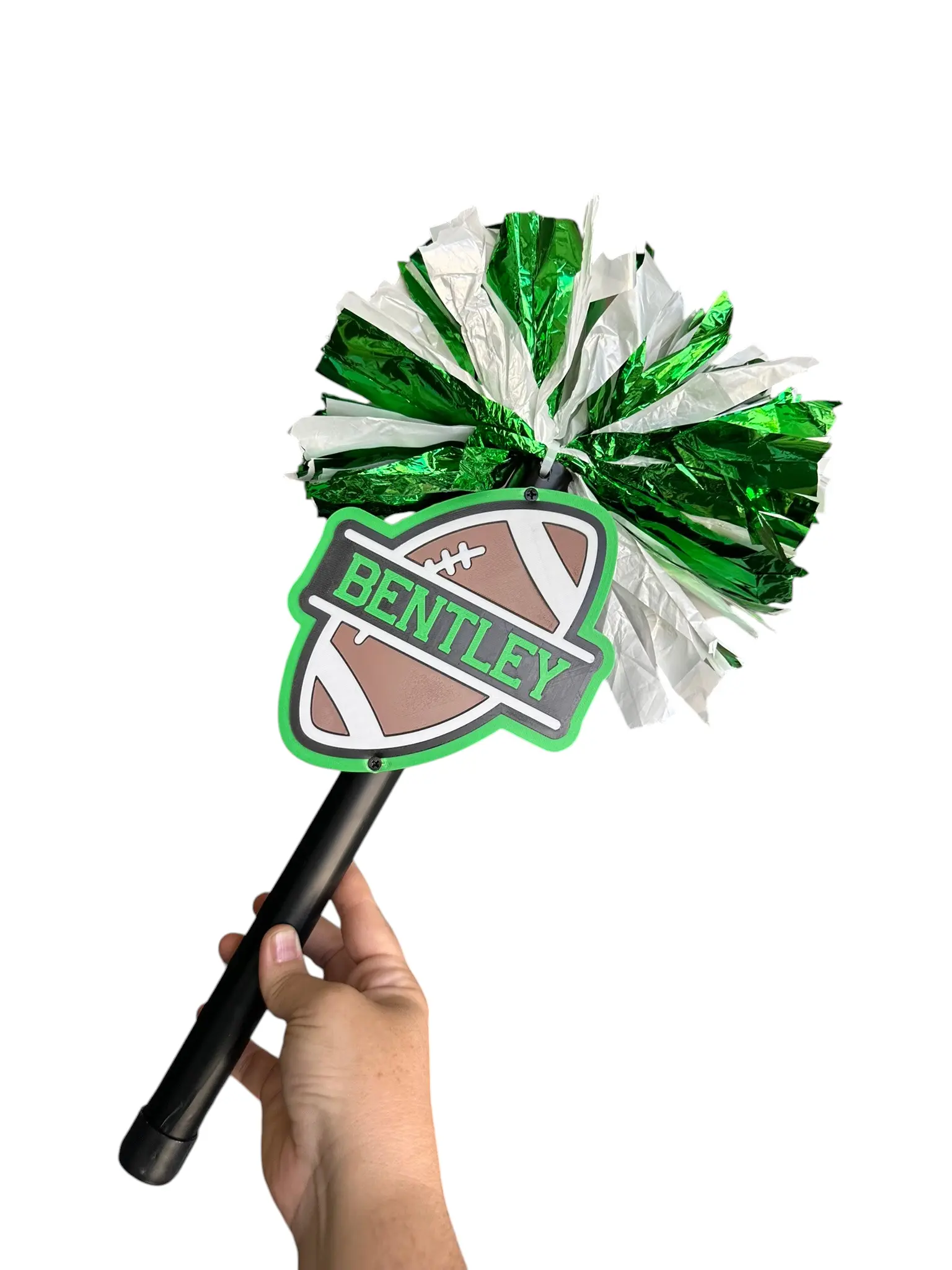 Personalized Football Pompom Stick | Custom Team Spirit Stick | Football Cheer Accessory