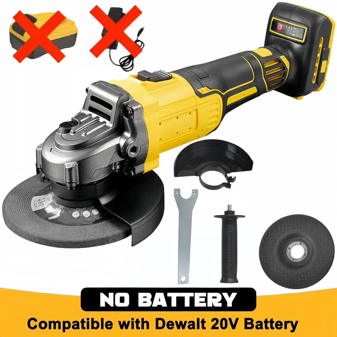 Cordless Angle Grinder, 11000RPM Brushless Motor, Electric Grinder Power Tools Compatible with Dewalt 20V Battery, 4-1/2" Blades for Cutting Griding Polishing-Battery Not Included Brushless Cordless Angle Grinder