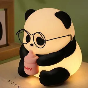 Cute Panda Design LED Night Light, USB Rechargeable Silicone Nursery Light, Portable Cartoon Animal Decorative Light for Bedroom, Living Room, Home Decor