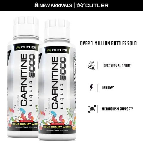 Cutler Nutrition 2 Pack Carnitine 3000 Liquid Supplement for Energy Sugar Support and Recovery health and fitness liquid