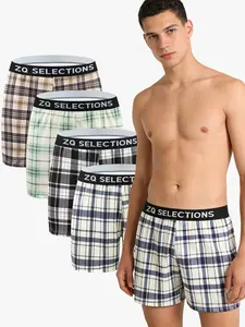 Best Boyfriend Gift Idea, Aesthetic Plaid & Striped Boxer Brief Bundle, Super Soft Breathable Underwear, Men's Daily Wear Loungewear