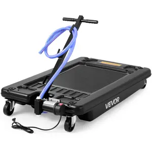 【fathersdaygift】VEVOR Low Profile Oil Drain Pan, 17 Gallon Capacity, Rolling Oil Drain Pan with Electric Pump, 7.2 ft Hose & T Folding Handle, Leak-proof & Corrosion-resistant, Fit for Cars, SUVs, Trucks, ATVs, Black
