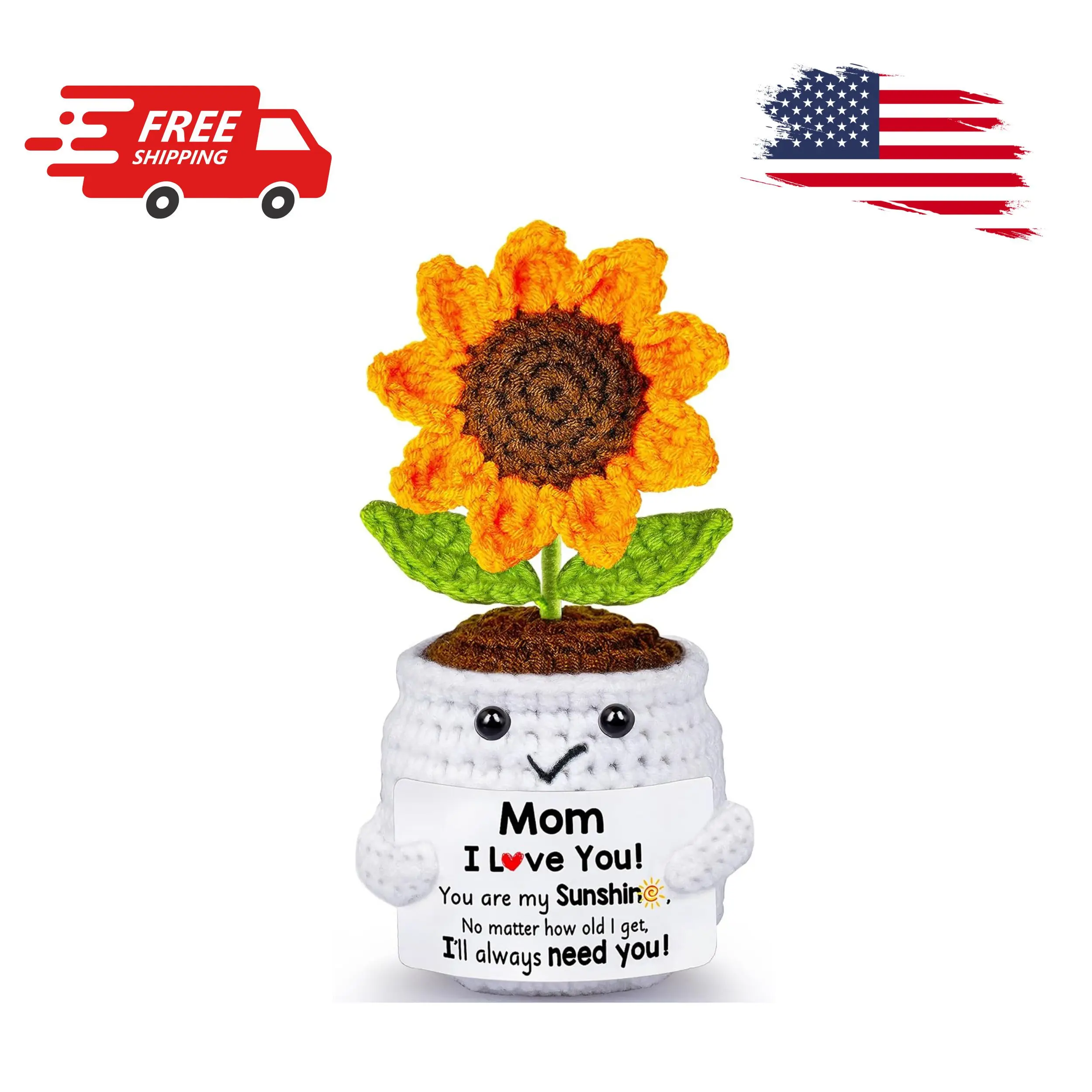 Mother's Day Gifts, Handmade Crochet Sunflower Pot Doll