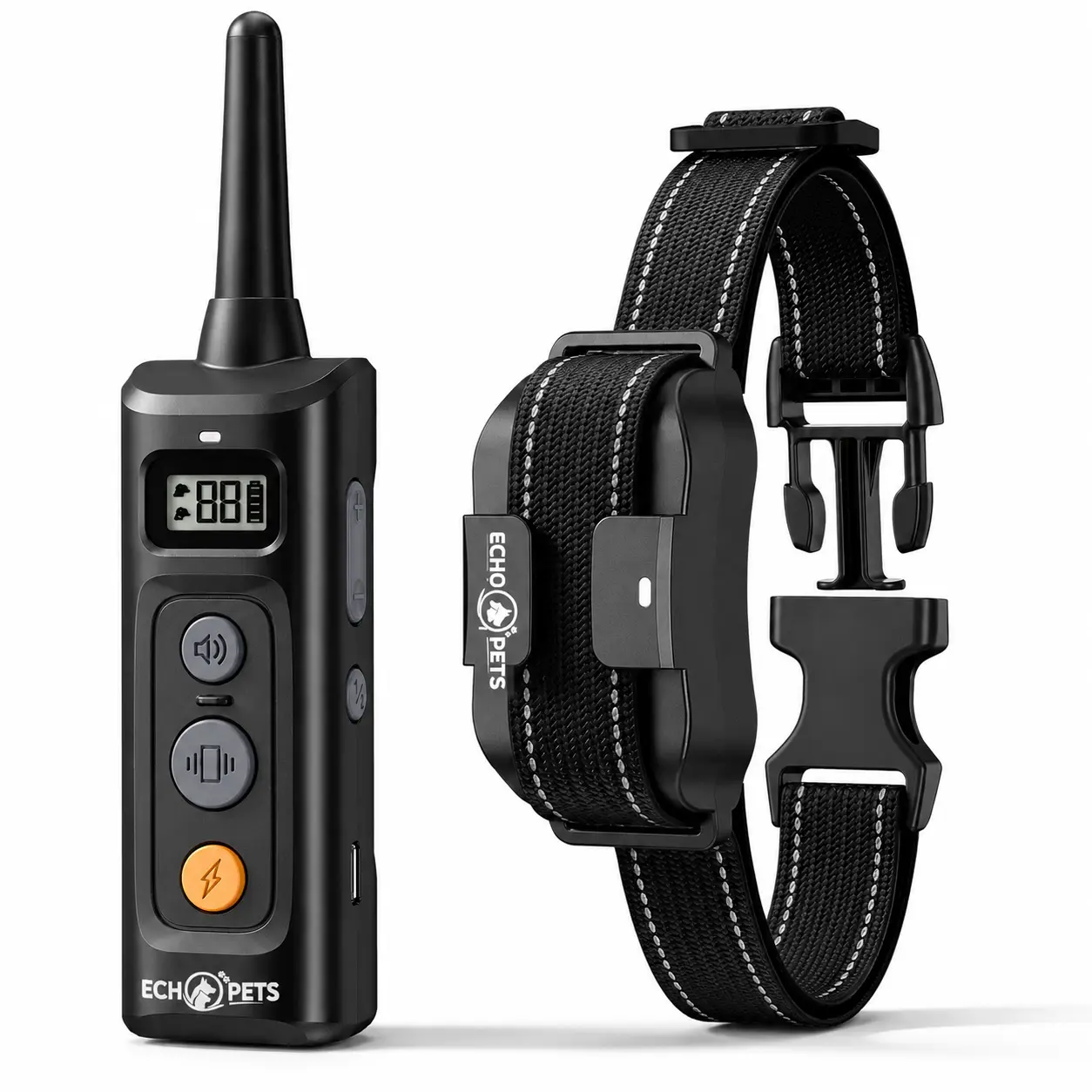 ECHOKRAFTS 2000FT Anti Bark with Remote Control Waterproof Dog Training Collar, Black