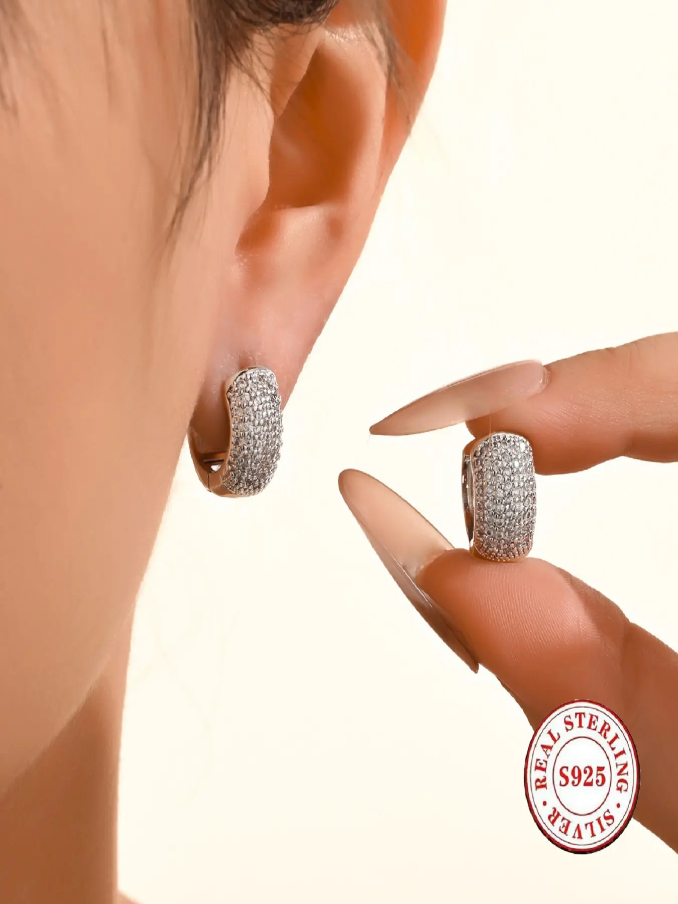 S925 Sterling Silver Full Diamond Round Hoop Earrings for Men and Women - Sparkling Zircon Small Hoops, Shining Earrings, Fashion Jewelry, Versatile Earrings, Statement Earrings, Valentine's Day Gift