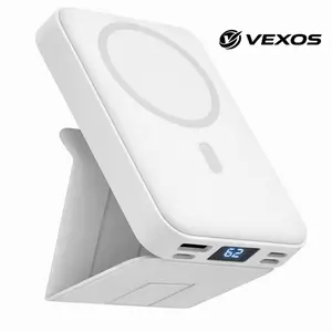 VEXOS Magnetic Power Bank, 10000mAh MagSafe Wireless Portable Charger with Stand, Folding Phone Holder, 22.5W PD Fast Charging, LED Display, USB-C Input/Output for iPhone 17/16/15/14/13/12 & Android Smartphones