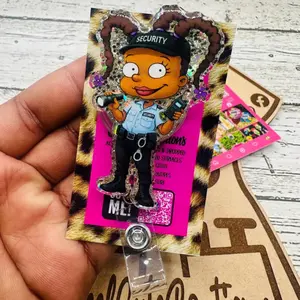 Hospital Security Guard Sparkly Retractable Badge Reel Cute Acrylic ID Holder For Healthcare Security Officers Safety Team Work Accessory