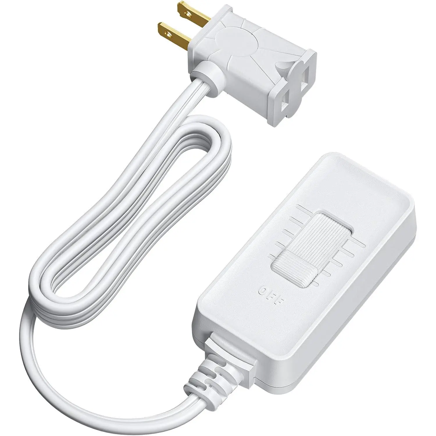 L-PSP003 Plug-Powered Lamp Dimmer Switch, Stepless Slide Control, 5 ft Extension Cord, White, Energy Efficient, LED Compatible, Easy to Install, for Dimmable CFL/Incandescent Bulbs, Indoor Use, Ideal for Nursery Room, Bedroom