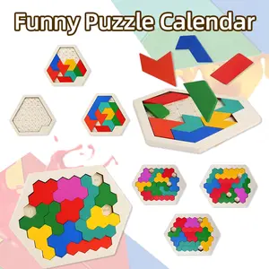 Wooden Calendar Puzzle Toy,Creative Wooden Logic Puzzles by JAJOIITOY  - Kids Daily Date Logic Brain Teaser Building Blocks Educational Intelligence Game