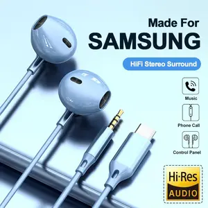 For Samsung Headphones HiFi Surround Sound In-ear USB Type C 3.5mm With wire control Wired Earplugs For Galaxy S24 S23 S22 Ultra, Deep Bass Headphones Hybrid Wired Earbuds