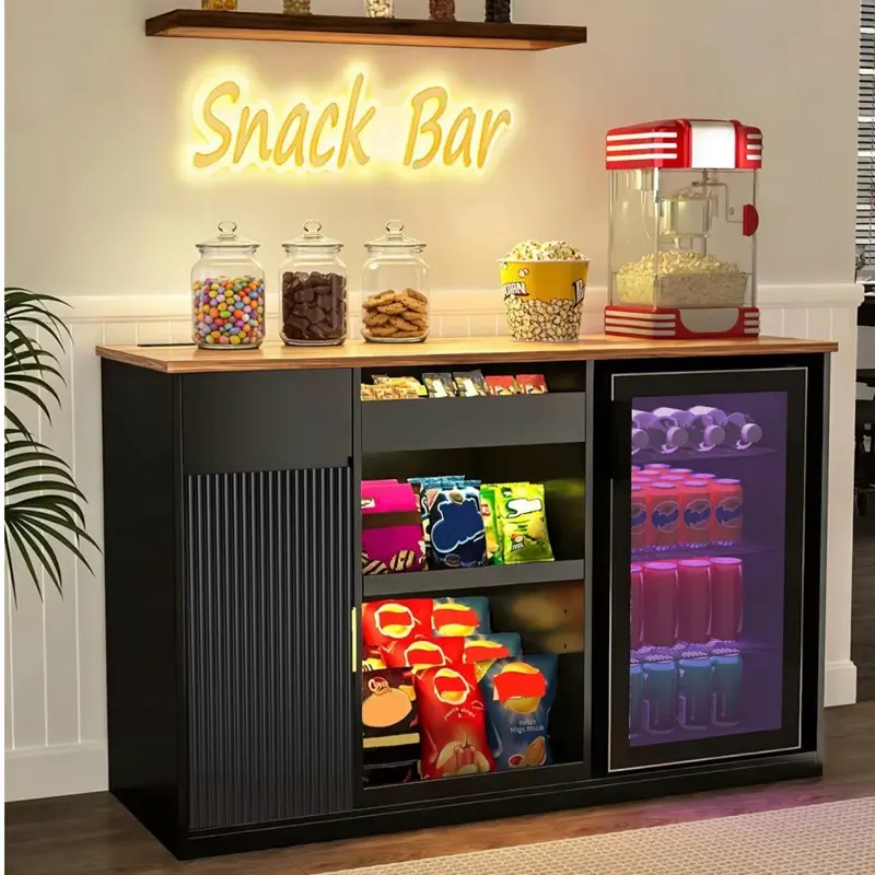 Mini Snack Bar with Mini Fridge – Home, Office & Game Room Decor