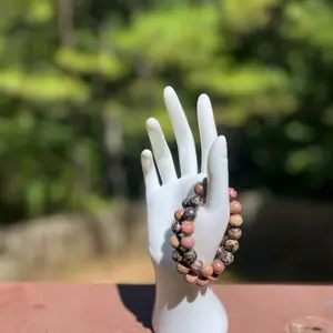Rhodonite Crystal Bracelet - Daily Wear for Emotional Balance & Self-Worth Healing Past Wounds Promotes Forgiveness