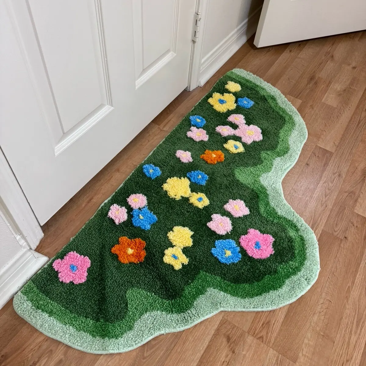 Bohemian Style Soft Rectangular Area Rug - Polyester Tufted Flower Pattern Decorative Rug, Non-Slip, 23.6x47.2in, for Indoor Living Room Home Decor, Bohemian Style Rugs