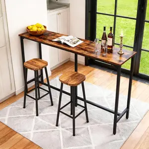Narrow 71" Bar Table Counter Height, Long Console Table for Small Spaces, 39" High Top Pub Table with Sturdy Steel Frame, Scratch-Resistant MDF Top, Multi-Use for Kitchen Living Room Sofa Back Entryway