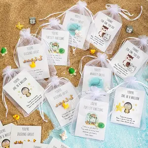 Set of 75 Employee Appreciation Gifts Bulk for Coworkers Thank You Staff Gift Animal Pun Inspirational Note Cards Funny Resin Ducks Stars Whales Turtles Owls Office Pocket Favors,Halloween,Christmas,Custom Message Card