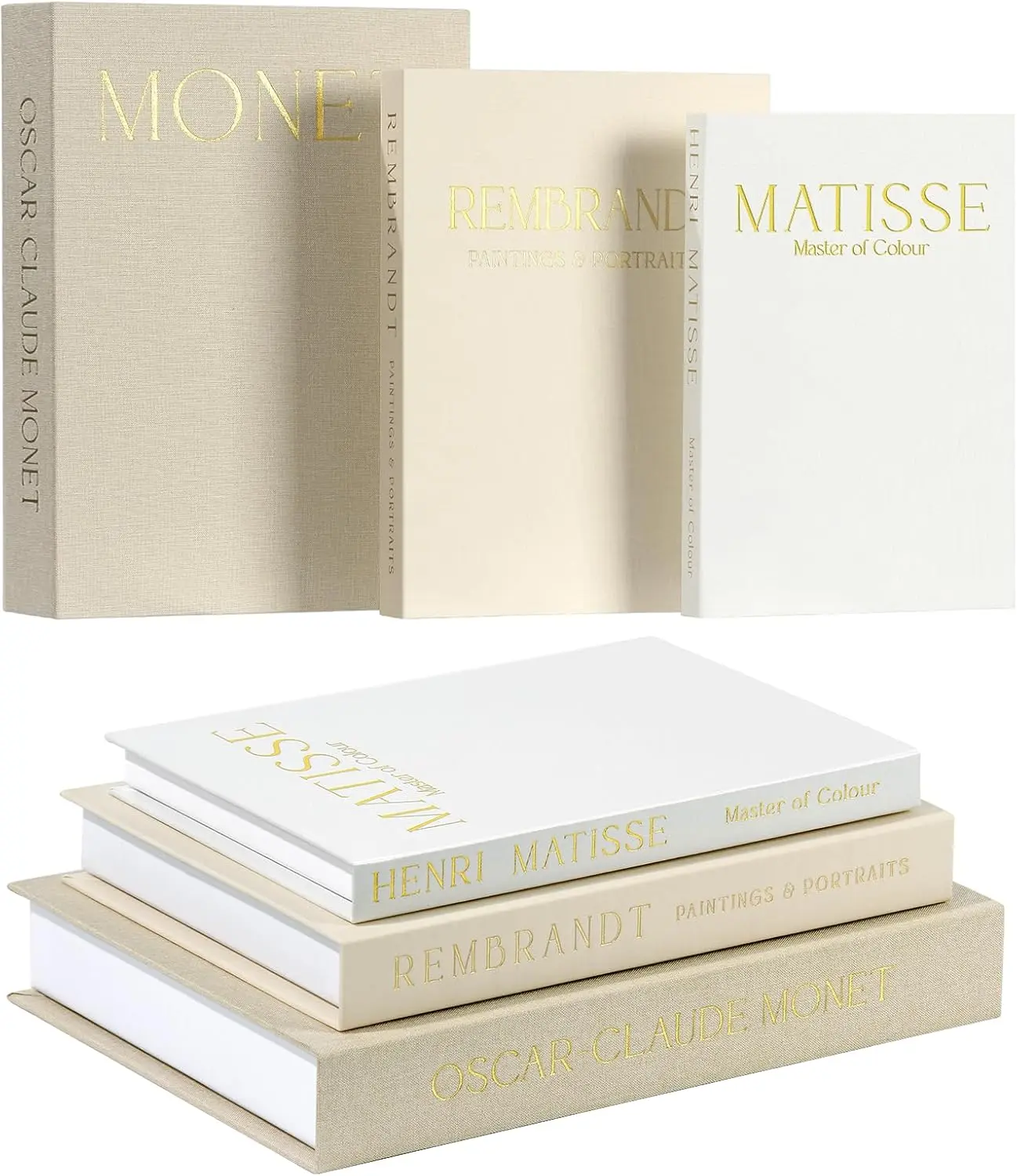 Decorative Books for Home Decor - Set of 2 Faux Books for Decoration with Secure Magnet Closure for Photo Storage and as a Keepsake Box, Coffee Table or Bookshelf Decor (Green - Beige)