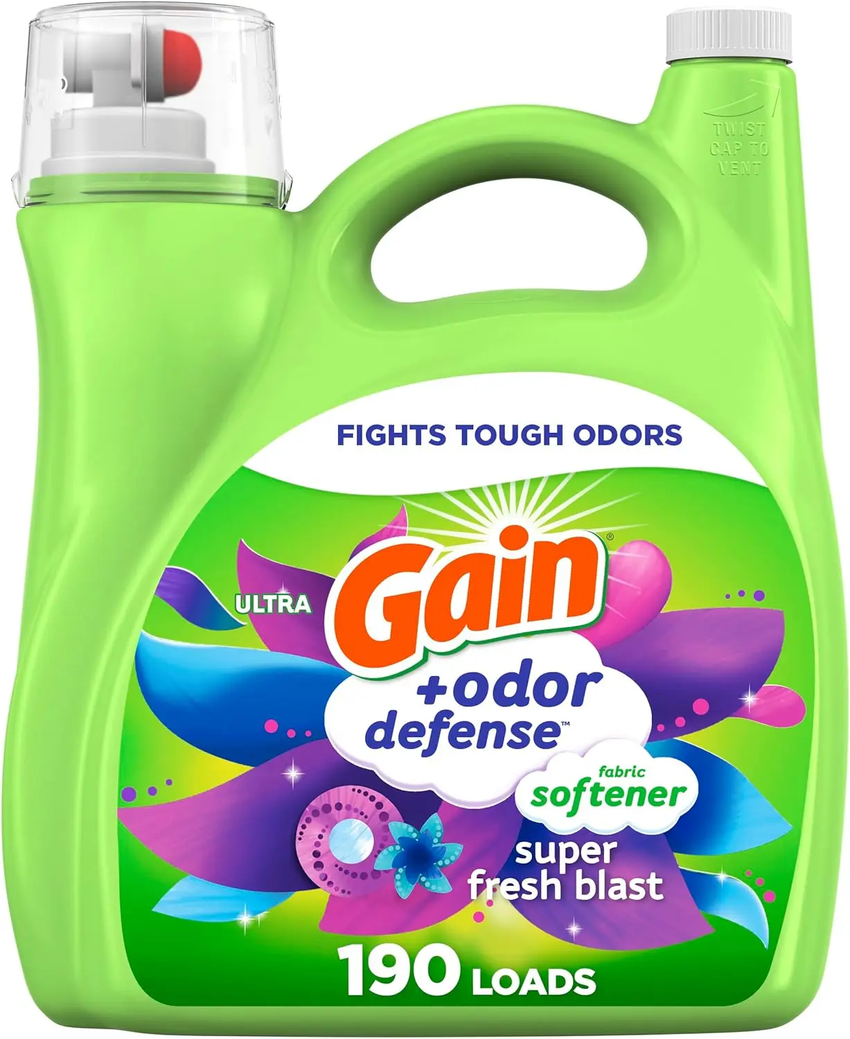 Odor Defense Liquid Fabric Softener, Super Fresh Blast Scent, 140 oz 190 Loads, HE Compatible