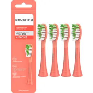 Brushmo Replacement Toothbrush Heads Compatible with Philips Sonicare One Toothbrush, for HY1100 Miami Coral BH1022/01 Brush Head (Miami Coral) 4 Pack Sonicare-Compatible Toothbrush