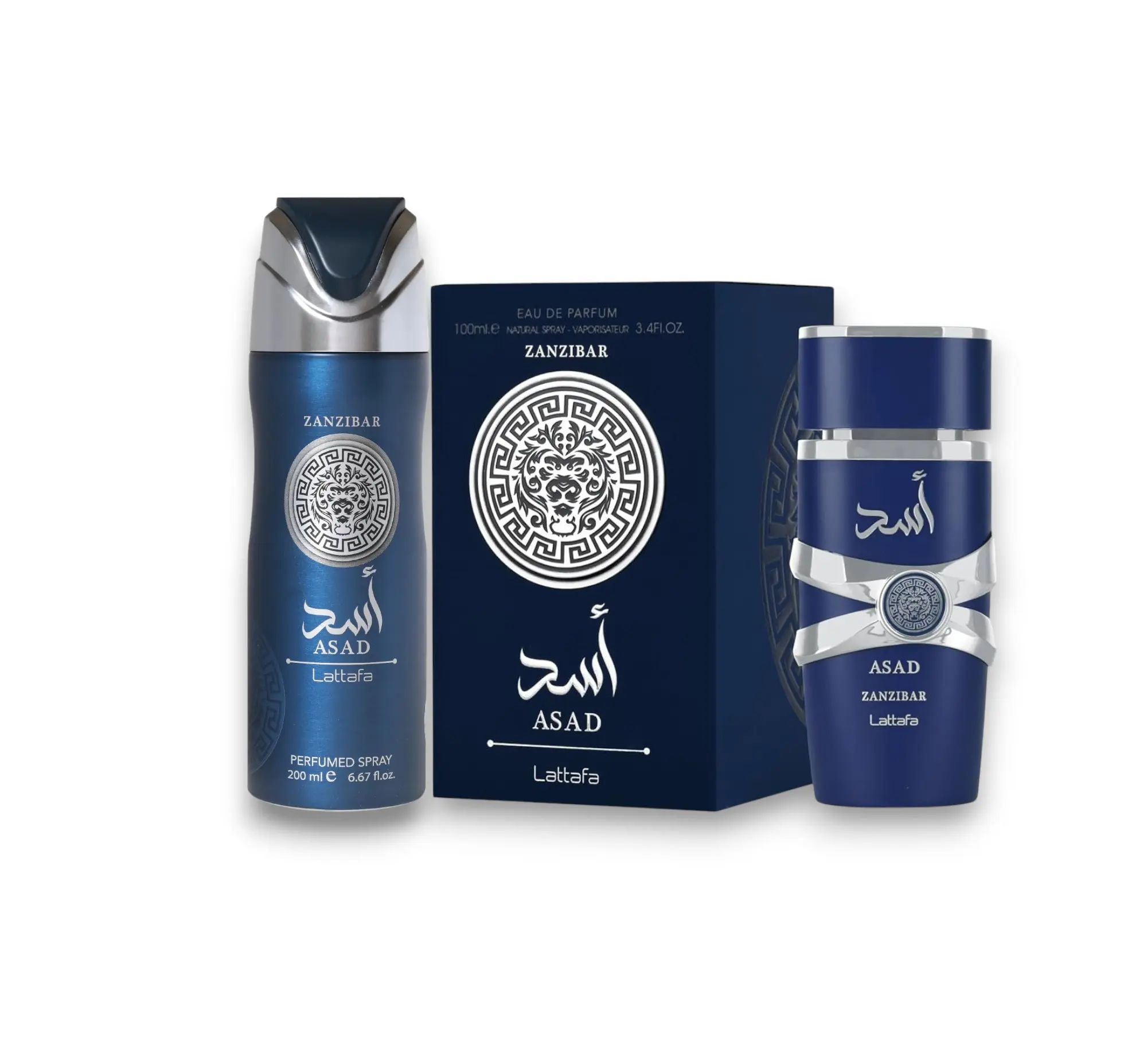 Lattafa Asad Zanzibar Multi-Pack - Unisex Alcohol-Base Fragrance & Body Spray, 100-200 ML, Long-Lasting Spicy-Citrus & Powdery Notes