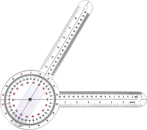 12 inch, Transparent Orthopedic Angle Ruler Plastic Goniometer, 360 Degree Clear Protractor Physical Therapy for Body Measuring Tape Goniometer Protractor Ruler