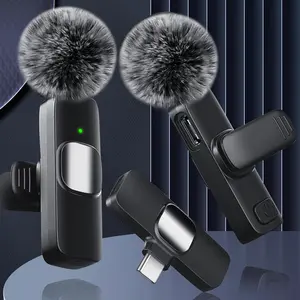 Wireless Microphone, 1 Set USB Rechargeable Lavalier Microphone, Professional Microphone for Video Recording, Compatible with iPhone, iPad, Android, Audio, USB Streaming Mic