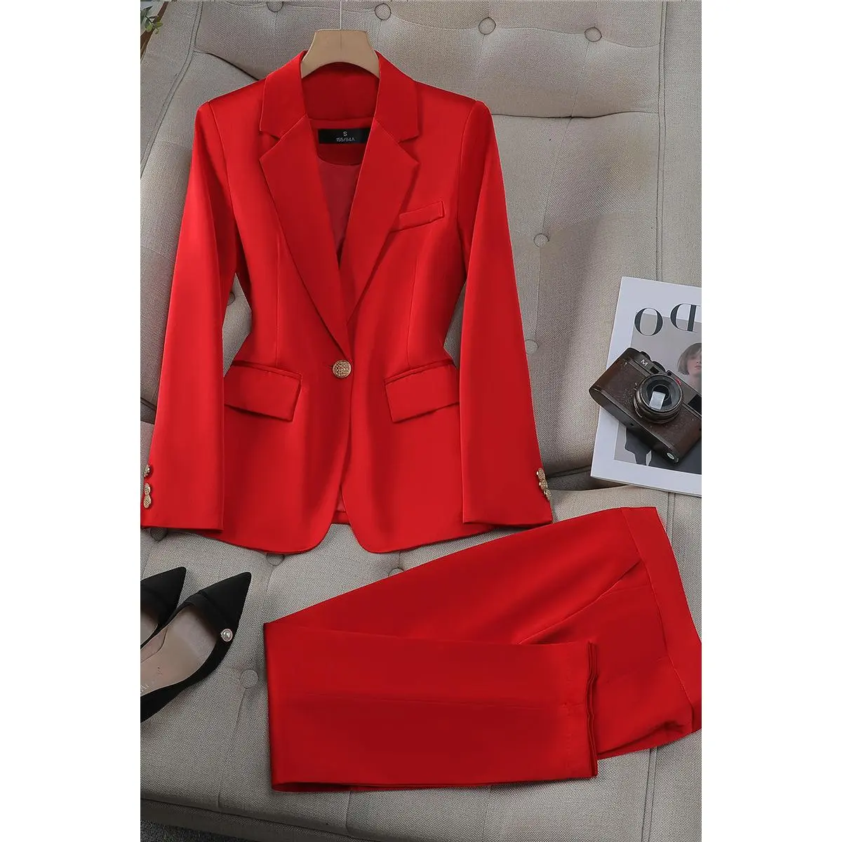 9569 red suit+pants made of 100% polyest