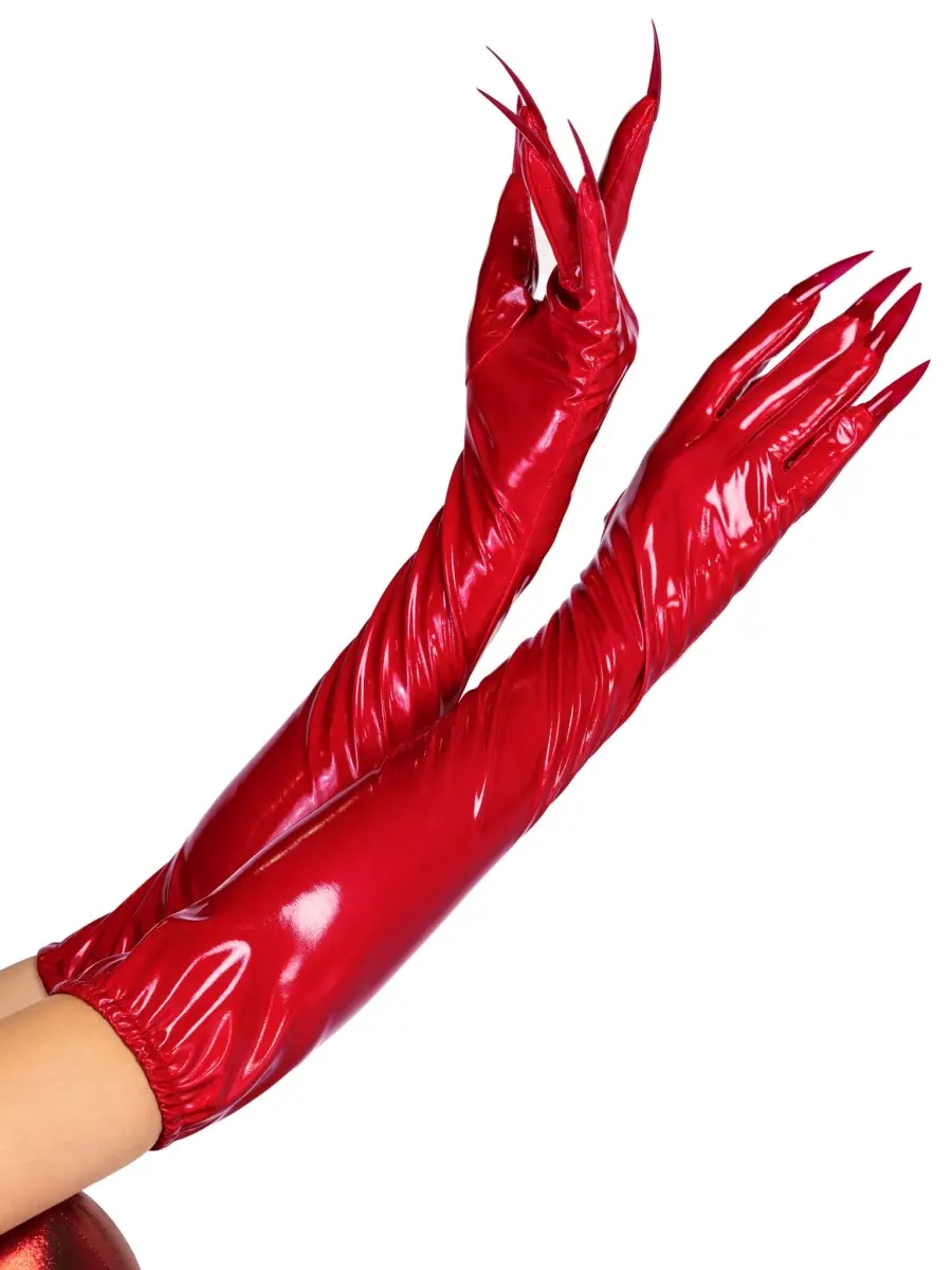 Leg Avenue Women's Red Vinyl Claw Gloves, Large Halloween Costume Accessory with a Cosplay Aesthetic