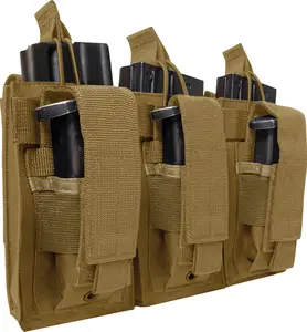 Coyote Brown MOLLE Triple Kangaroo Rifle and Pistol Mag Pouch