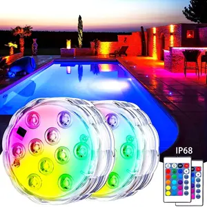 LED Underwater Pool Light, IP68 Waterproof Multi-Color Night Lamp, Suitable for Bathtub, Garden, Pond, Fish Tank, Spa, Halloween Party Decor, Garden Decorative Light, Led Lights, Outdoor