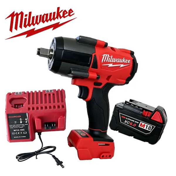 Milwaukee 1000Nm 1/2-in Cordless Brushless Impact Wrench, Variable Speed Control, Forward-Reverse Switch, LED Work Light for Tire Service, Mechanical Repair