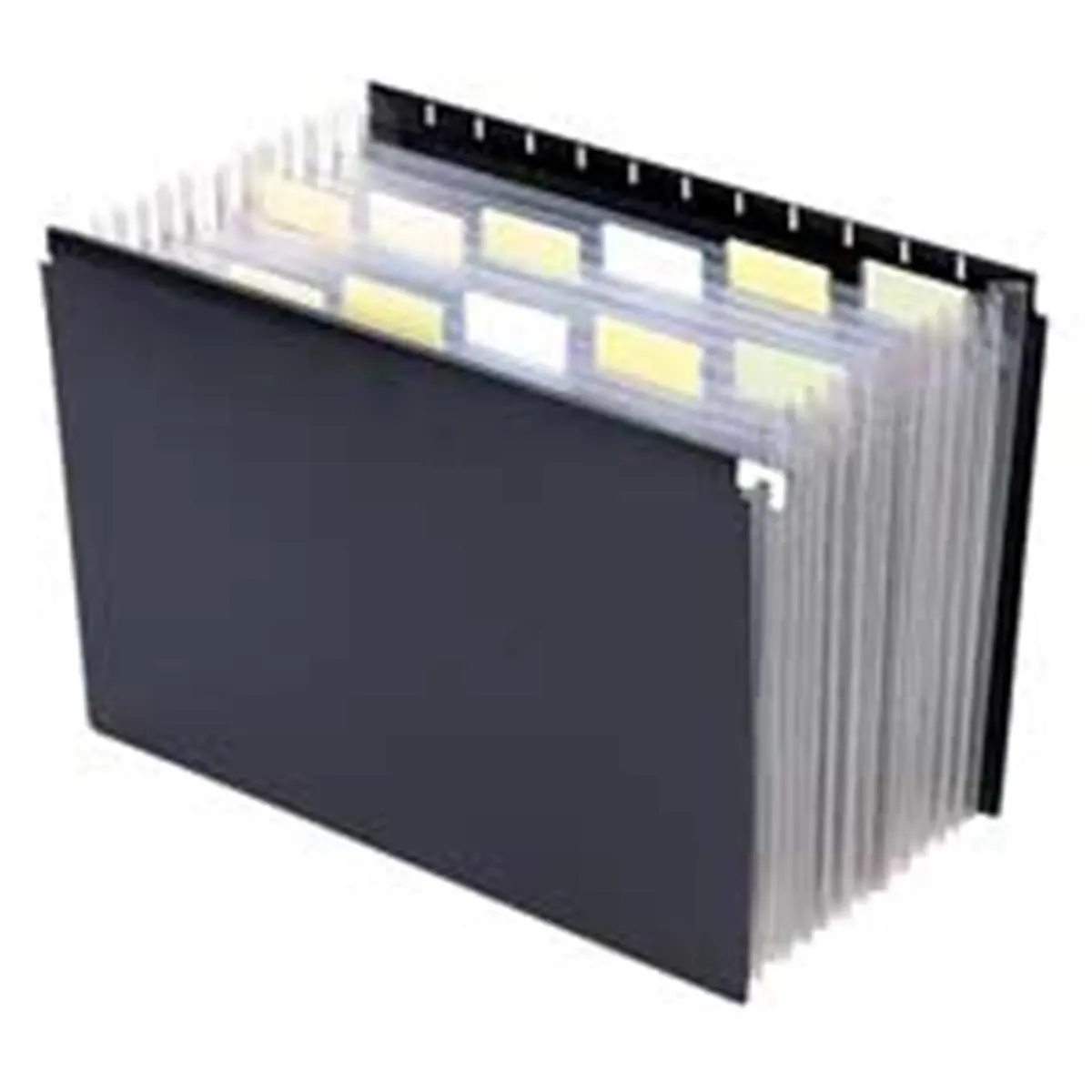 Smead Manufacturing Company Expanding Hanging File Folder with Retractable Hooks - Tear-Resistant Poly, Lightweight, Desk Drawer Compatible, Closed Bottom, 12 Indexed Tabs, 11.88in.x9.25in Letter-Size, Black Office File Storage Solution