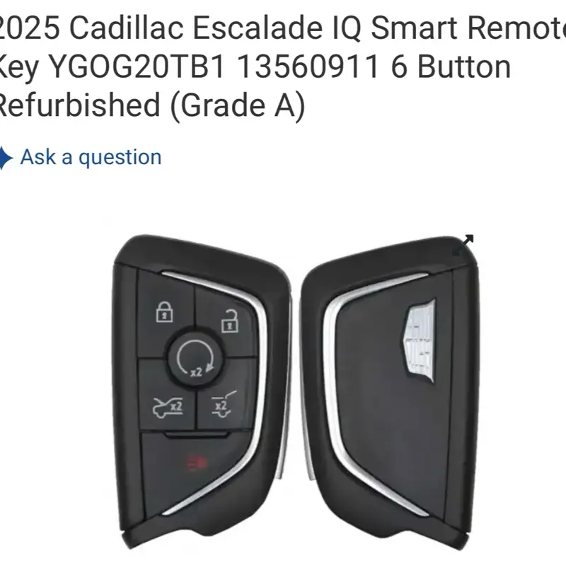 2025 Cadillac Escalade IQ Smart Key, Vehicle Accessories, 6 Buttons, Part Numbers YGOG20TB1-13560911