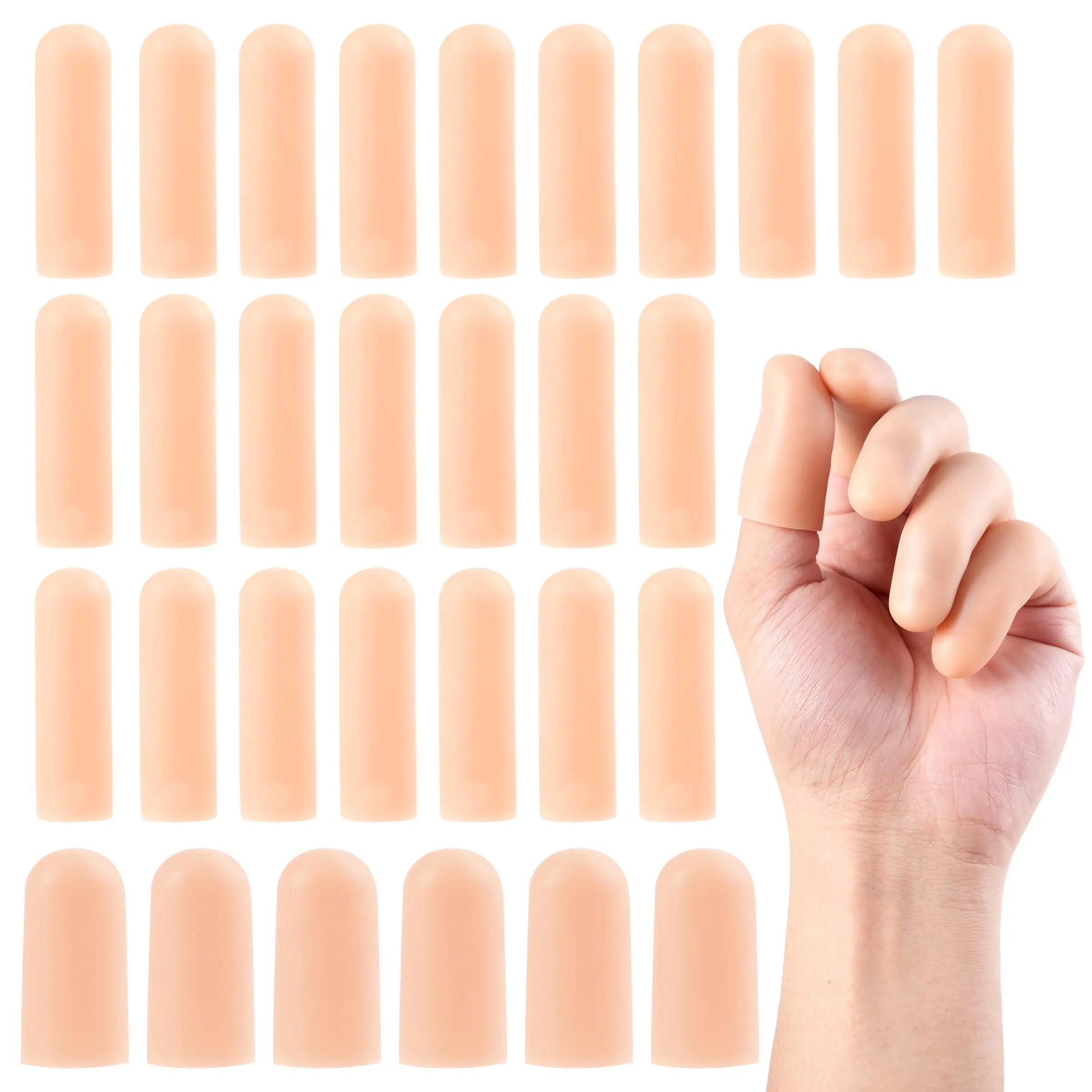 summerwins 30 Pcs Reusable Adjustable Gel Finger Cots - 2 Sizes Easy-to-Clean Thumb Protector Covers for Cuts, Embroidery, Hands Cracking, Protect Fingers