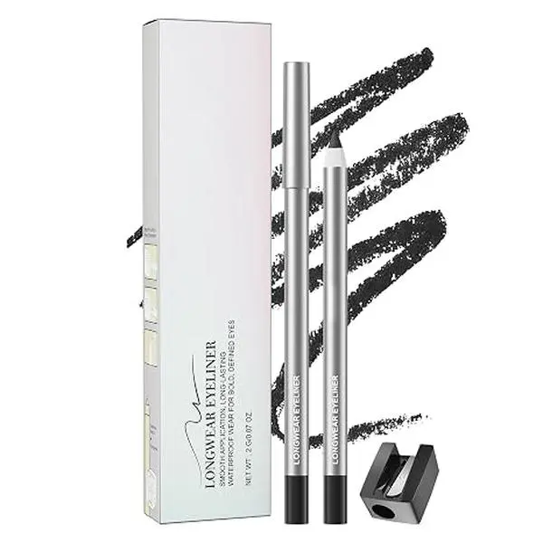 Flawless Cosmetic Eyeliner Pencil with Handy Built-in Sharpener, Waterproof, Smudge-Proof, Gentle Longwear Gel Liner, Smooth Gliding for Daily & Evening Eye Makeup