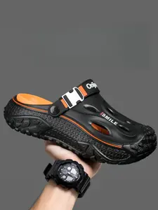 Men's Summer Fashion Sandals, Hole Design Casual Thick Sole Anti-Slip, Non Slip Eva, Outdoor Walking Wear, Detachable Comfortable Shoes, Footwear, Outdoor Slippers