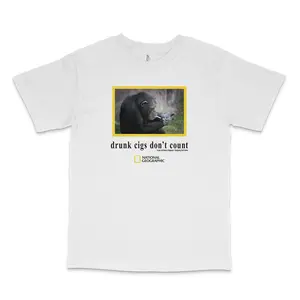 Chimpanzee Smoking Custom Printed T-Shirt Chimpanzee Smoking Custom Printed T-Shirt